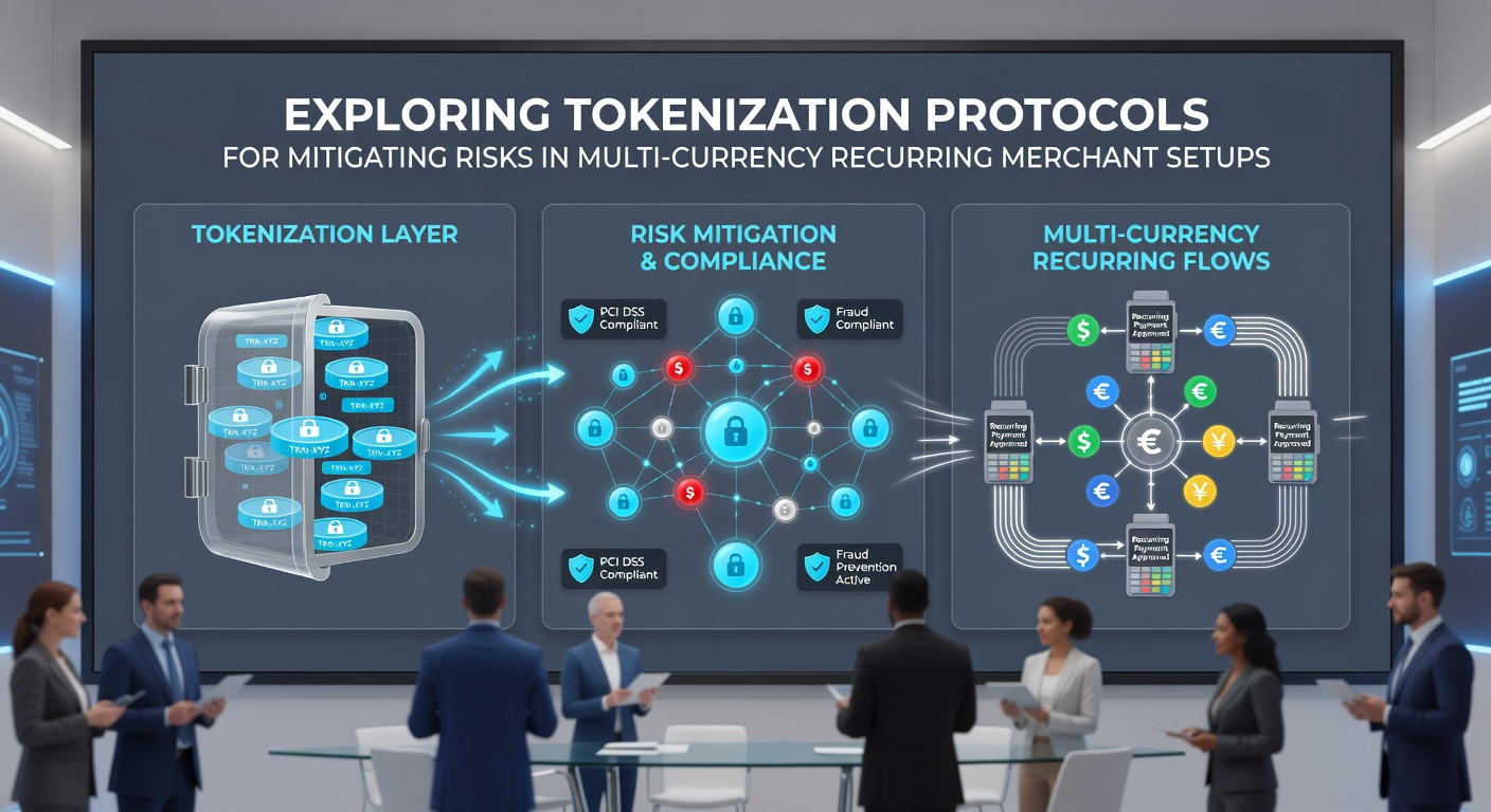Flowchart of token lifecycle management across currency boundaries in merchant recurring setups