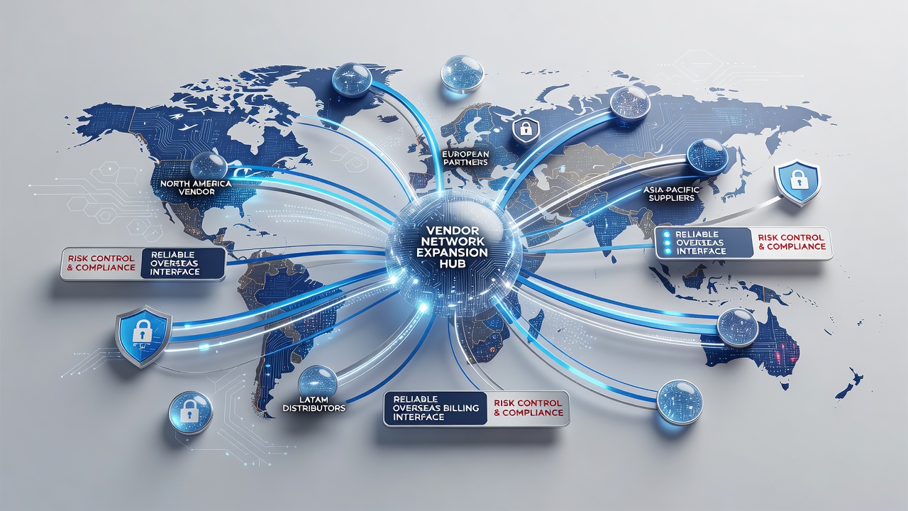 Risk control dashboard illustrating billing interface metrics for overseas vendor networks