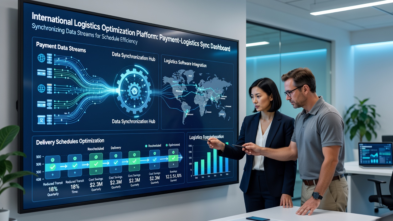 Dashboard showing real-time synchronization between payment confirmations and international shipment tracking